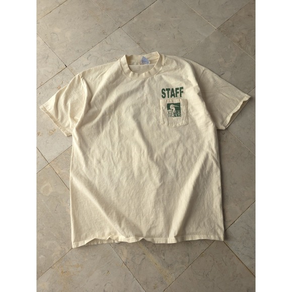 Vintage 1990s River Woods Field Laboratory Ivory Pocket T-shirt Hanes XL - Picture 3 of 8